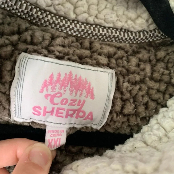 Cozy Sherpa Jackets Women's XXL Brown 1/4 Zip Cowl Neck Polyester Pullover - Picture 2 of 6